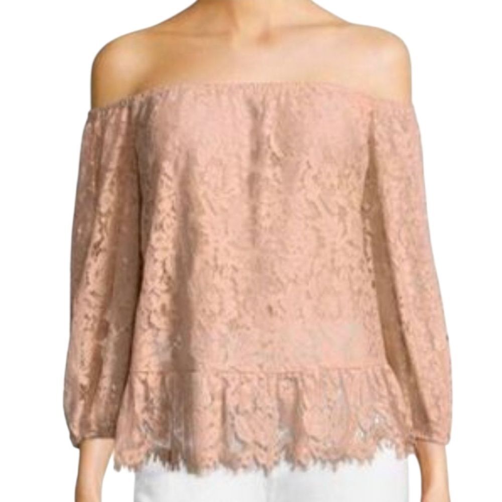 Bcbgmaxazaria Off Shoulder Lace Sheer Top Blouse Size Small